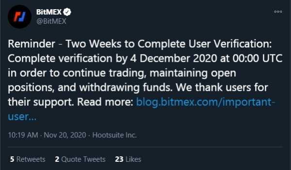 BitMEX начинает блокировать анонимных пользователей